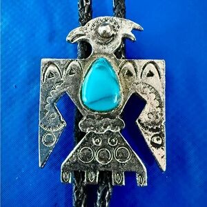 Vintage Thunderbird Bolo tie with Turquoise Native American